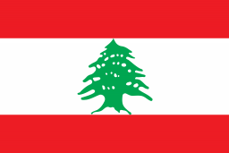 Lebanon flag: red, white stripes, green cedar tree